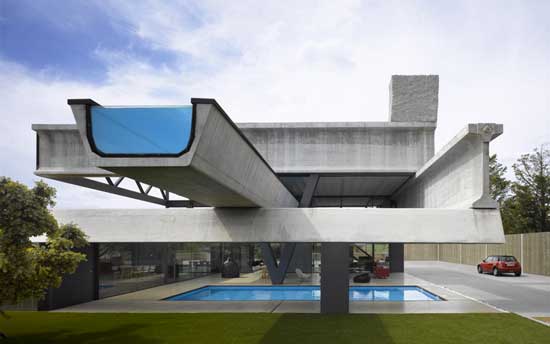 28 INSPIRING MODERN HOUSE DESIGNS - exterior view of a house made of concrete and pool