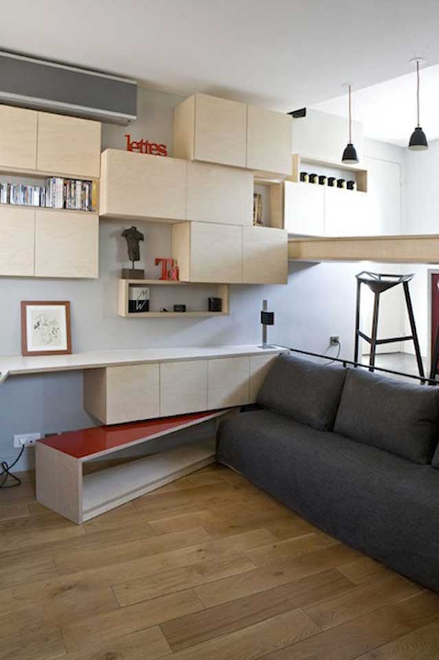 Micro Apartment in Paris living room