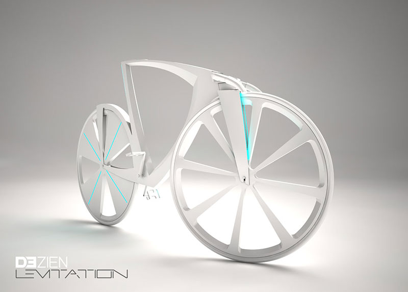 White Levitation concept bike front side view