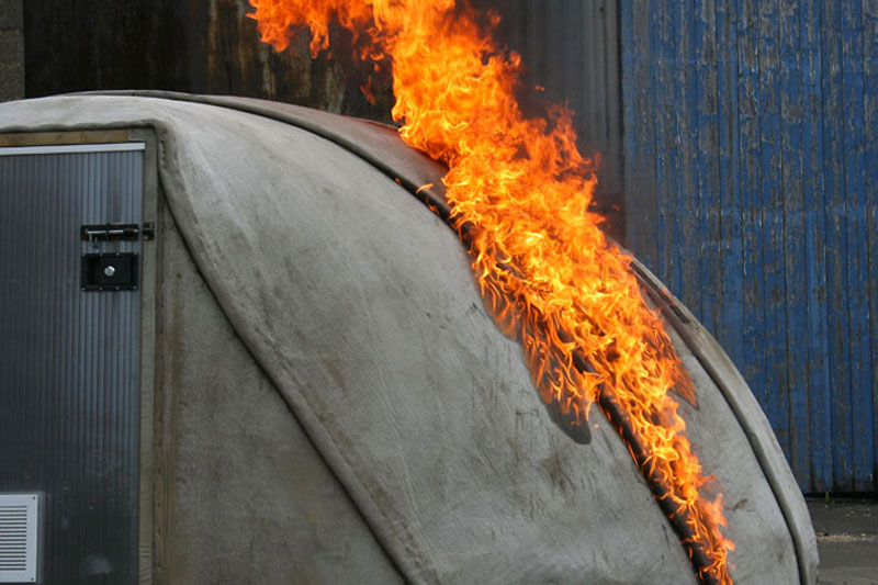 Fire resistant material of the Concrete Canvas Shelter