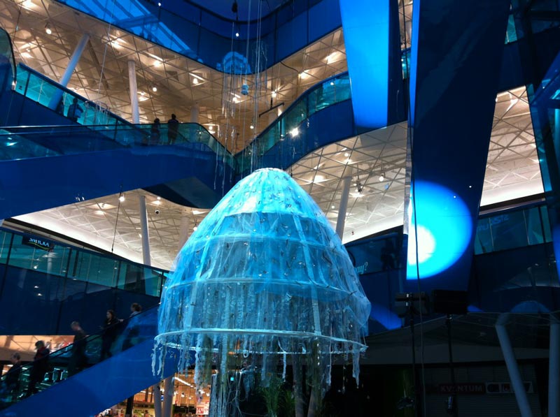 atrium and escalator design at Emporia shopping center in Malmo, Sweden