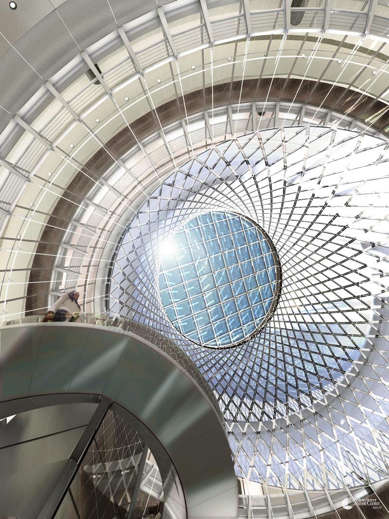 Interior view of the skylight at the Fulton Center Project