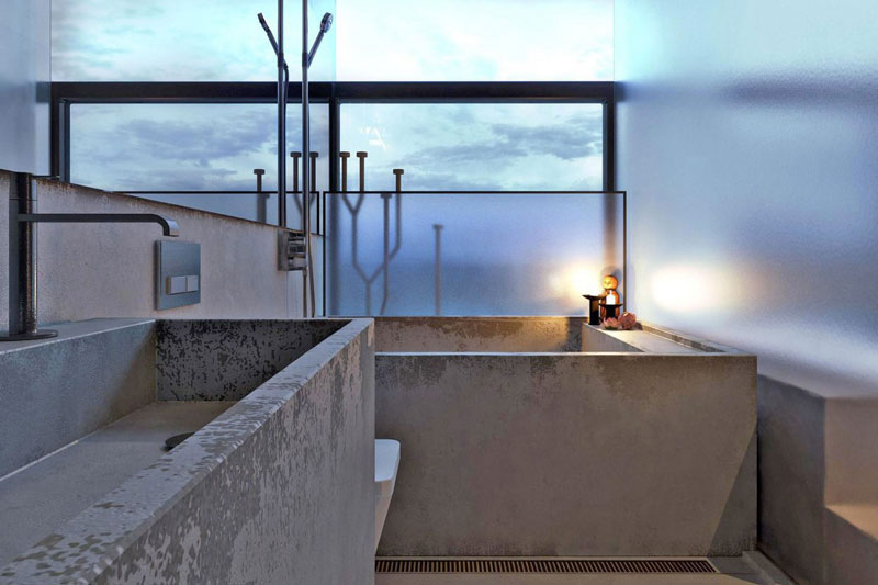 Concrete bathtub with an ocean view at the Chair House by Igor Sirotov Jebiga