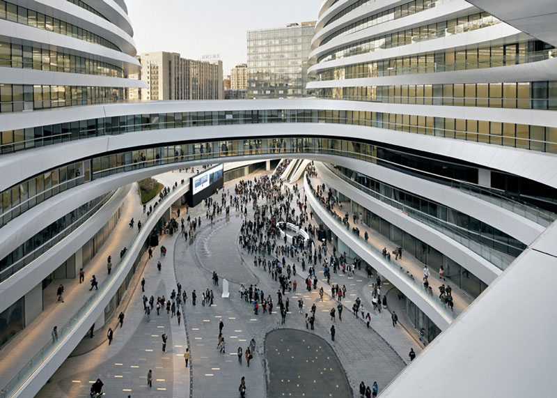 Retail area at the Galaxy SOHO Complex in Beijing designed by Zaha Hadid