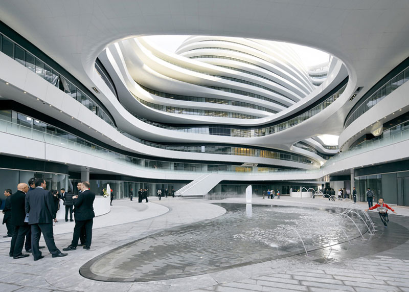 Retail area at the Galaxy SOHO Complex in Beijing designed by Zaha Hadid