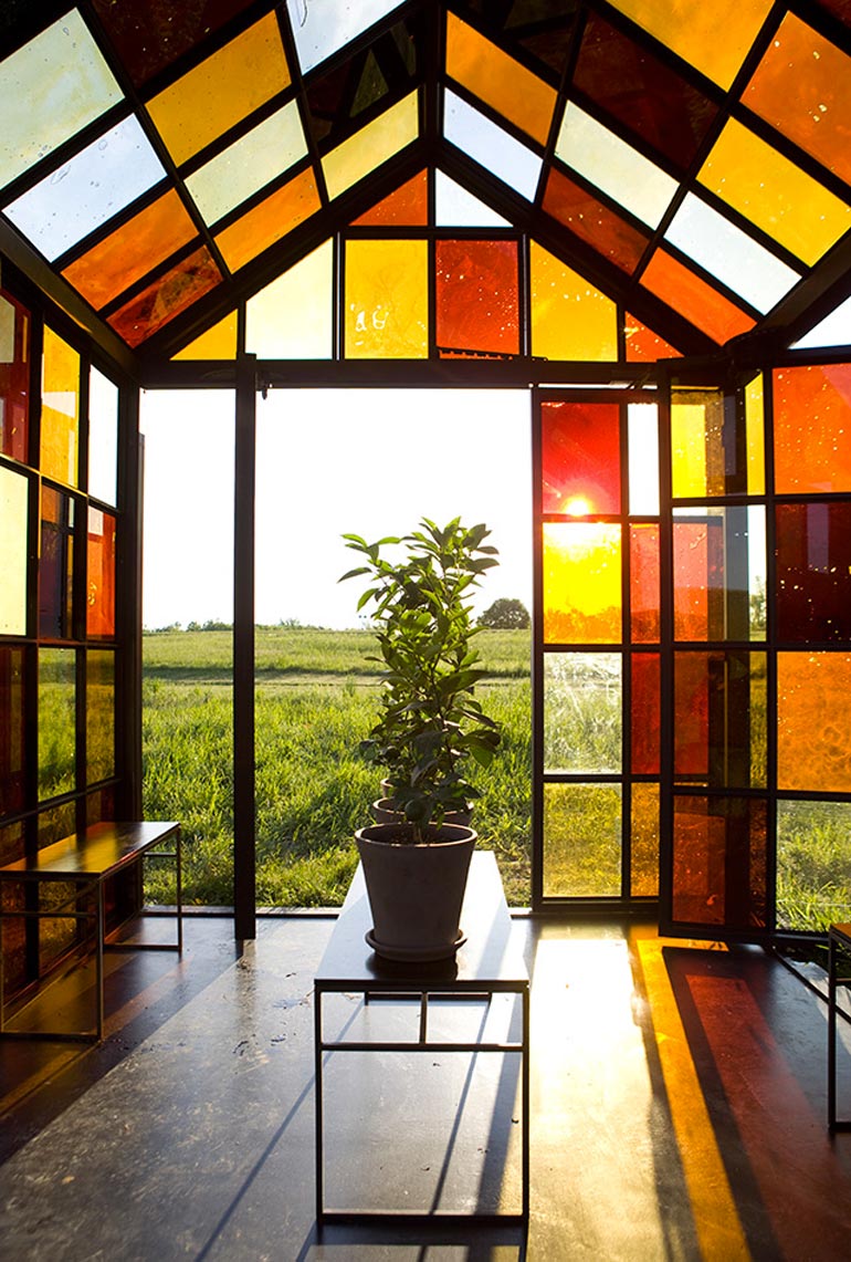 Interior view of the Glass House Solarium by William Lamson