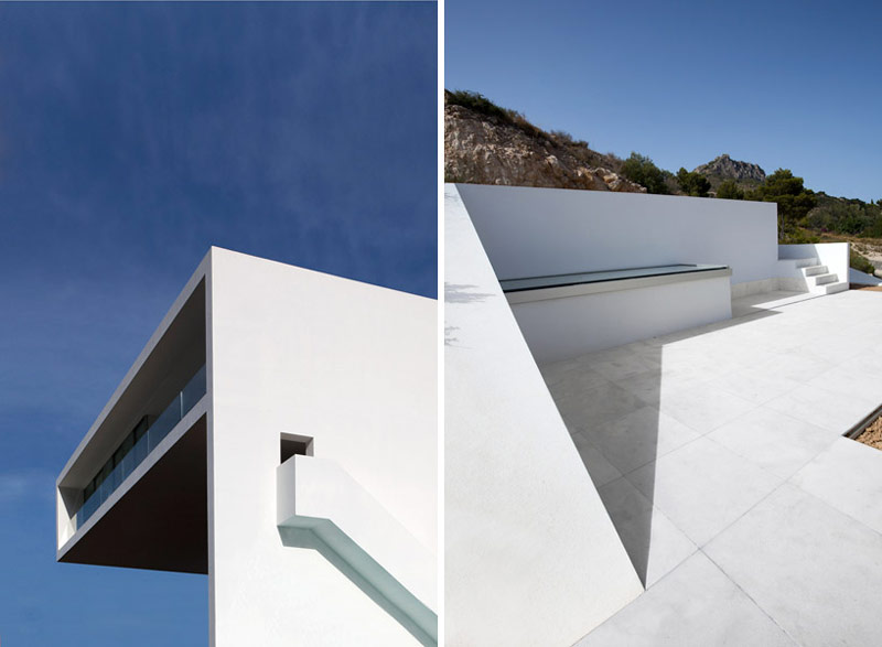 2 images of the architecture at the House on the Cliff by Fran Silvestre Arquitectos