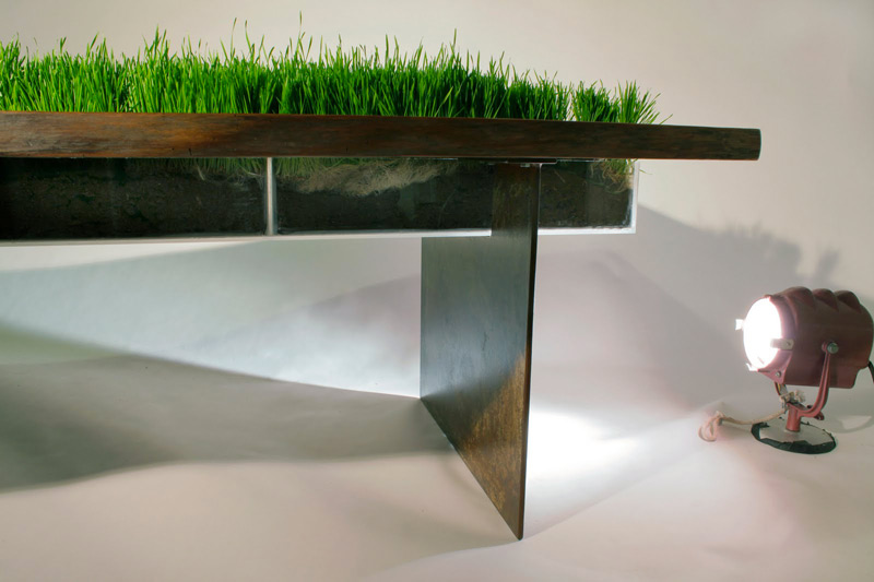 Side view of the Planter Walnut Table by Emily Wettstein