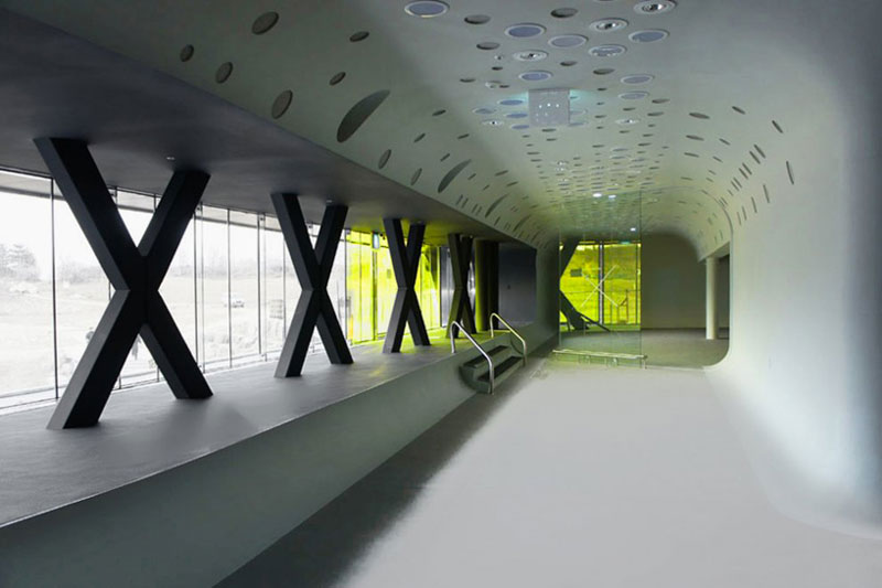 White and green Interior design of the Jeongok Museum South Korea Prehistory Museum by X-TU Architects