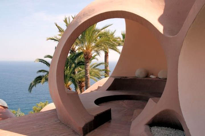 Ocean view at the palais bulles, palace of bubbles Pierre Cardin house by antti lovag in Cannes