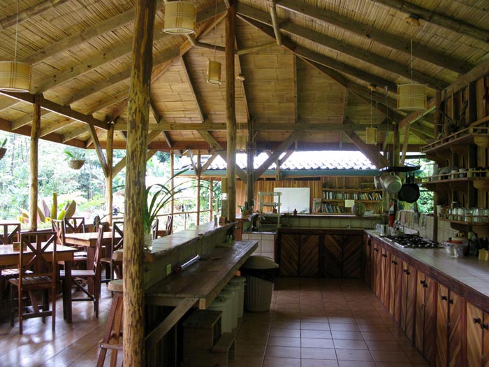 Dining area and lounge at the Finca Bellavista Treehouse Community in Costa Rica