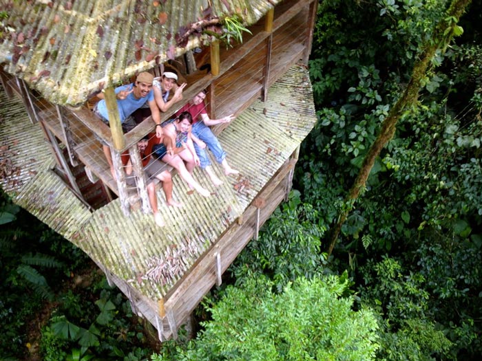 Aerial view of a treehouse at the Finca Bellavista Treehouse Community in Costa Rica