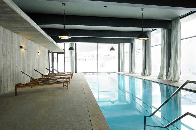 Swimming pool at the Hotel Wiesergut in Hinterglemm Austria by Gogl Architekten