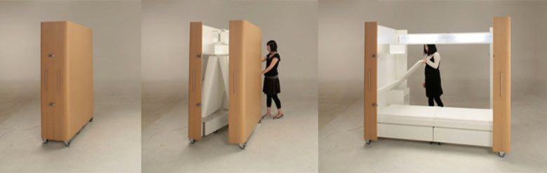 Guest room of the Kenchikukagu Foldable Rooms from Atelier Opa Toshihiko Suzuki