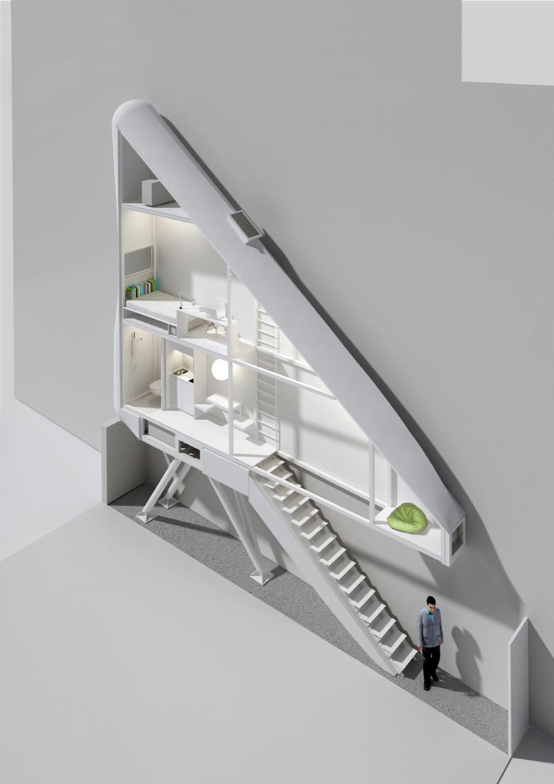 Floor plan of the Keret House the World's Narrowest Home in Warsaw by Jakub Szczesny