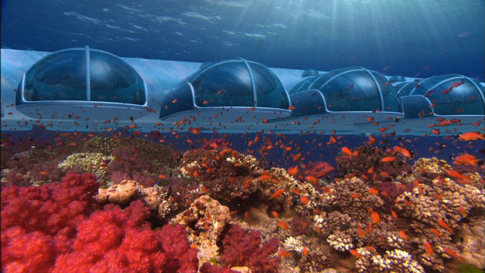 Underwater rooms at the Poseidon Undersea Resort in Fiji