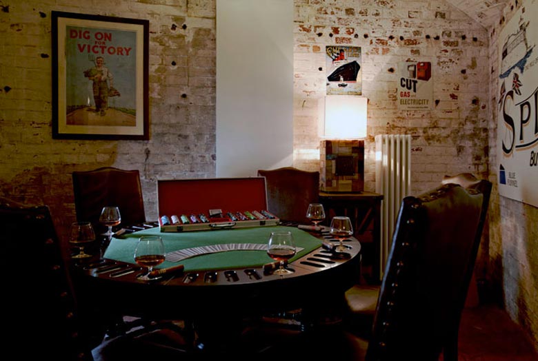 Casino table at the Spitbank Fort Hotel on the coast of Portsmouth England