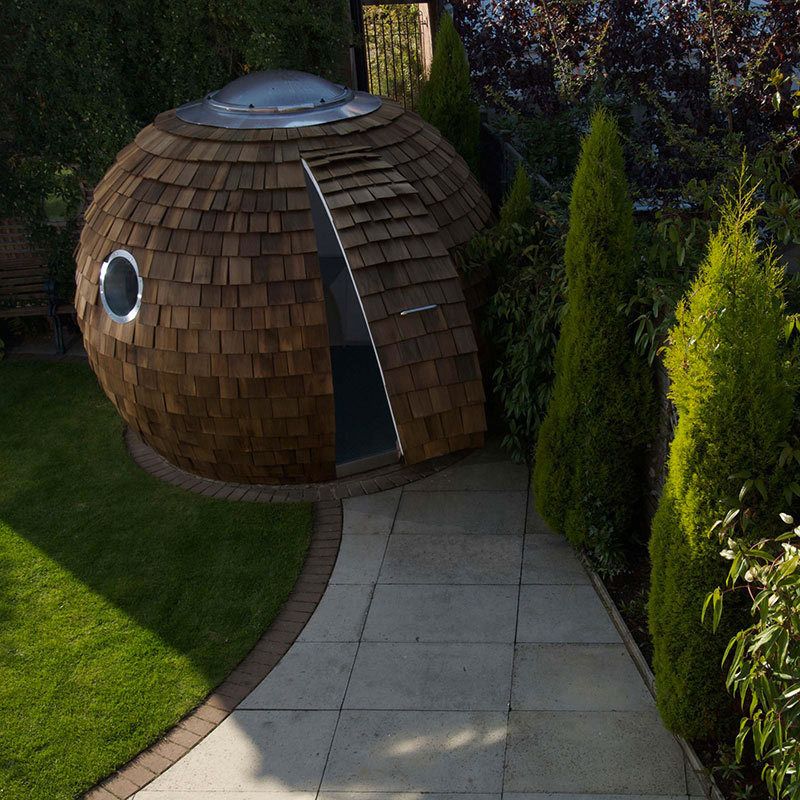 Top view of the exterior design of The Pod Garden Office by Archipod