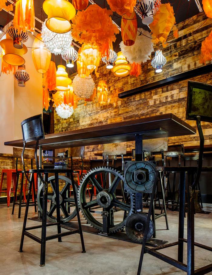 Bar area at the Generator Hostel in Barcelona Spain