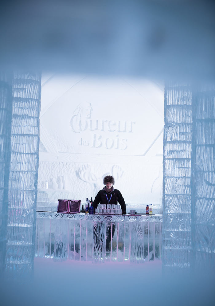 Ice bar at the Hotel de Glace, An Ice Hotel Quebec City, Canada