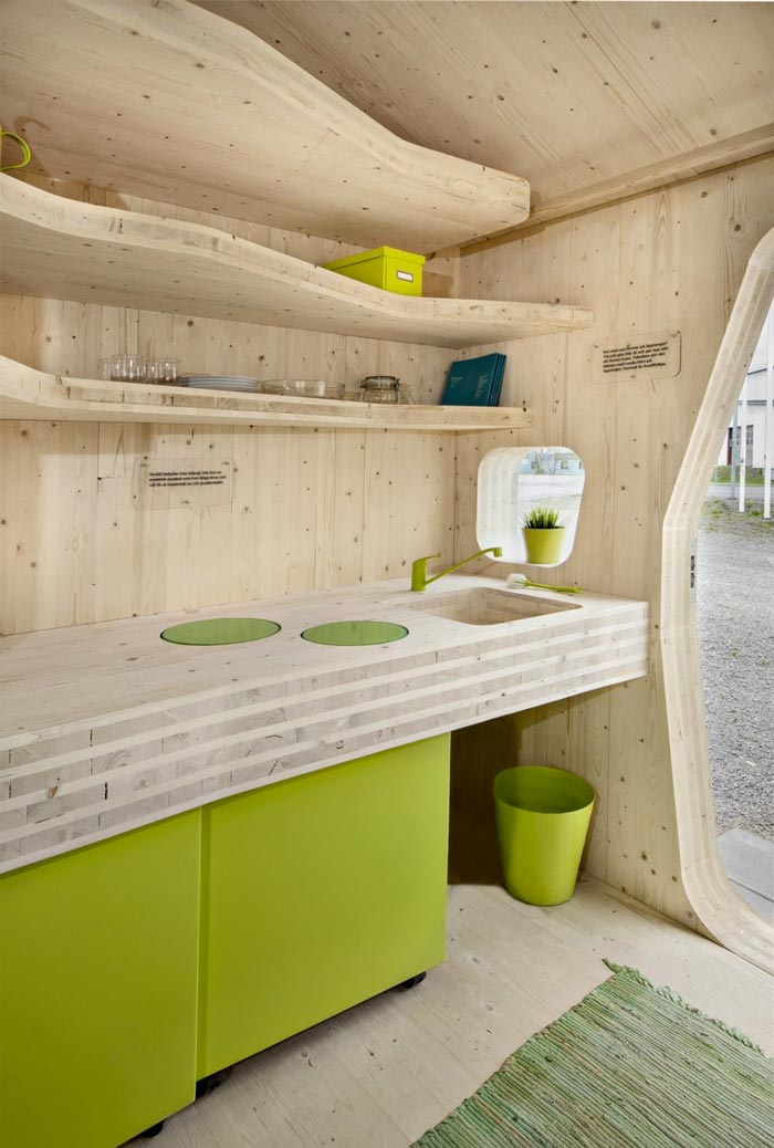 Kitchen of the Micro Cottage for Students at Virserum Art Museum Sweden
