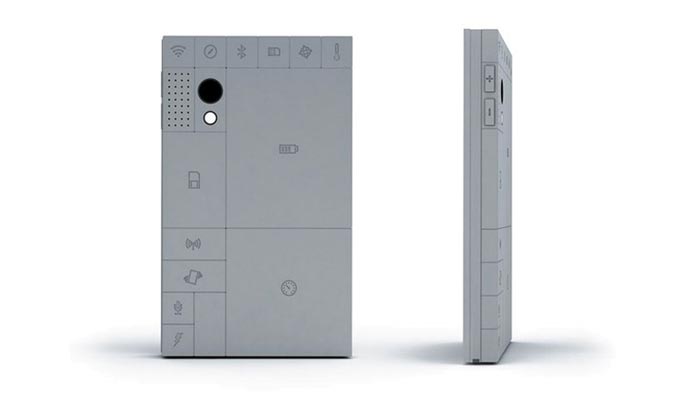 Back and side view of the PHONEBLOCKS Smartphone Modular Mobile Phone