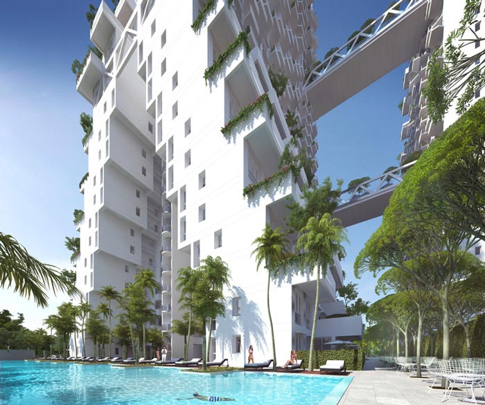 Swimming pool at the Sky Habitat Condominiums in Singapore Safdie Architects