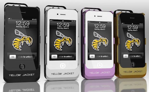 Different case colors of the iPhone Stun Gun Case and Emergency Charger by Yellow Jacket