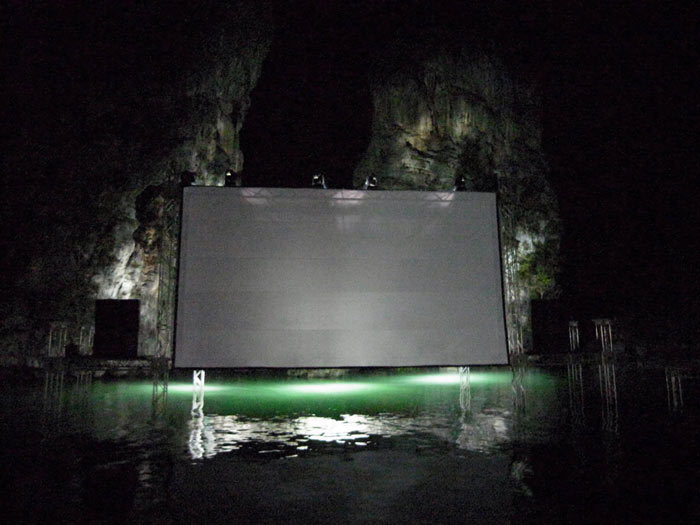 Movie Screen at Archipelago Cinema Floating Cinema in Thailand