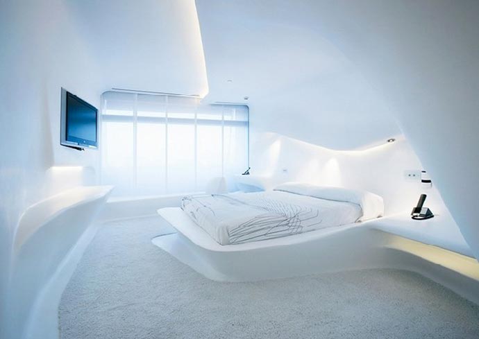 Bedroom Interior design at Hotel Puerta America Design Hotel in Madrid Spain