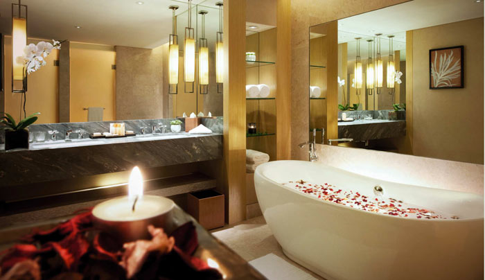 Bathroom design at Marina Bay Sands Hotel in Singapore