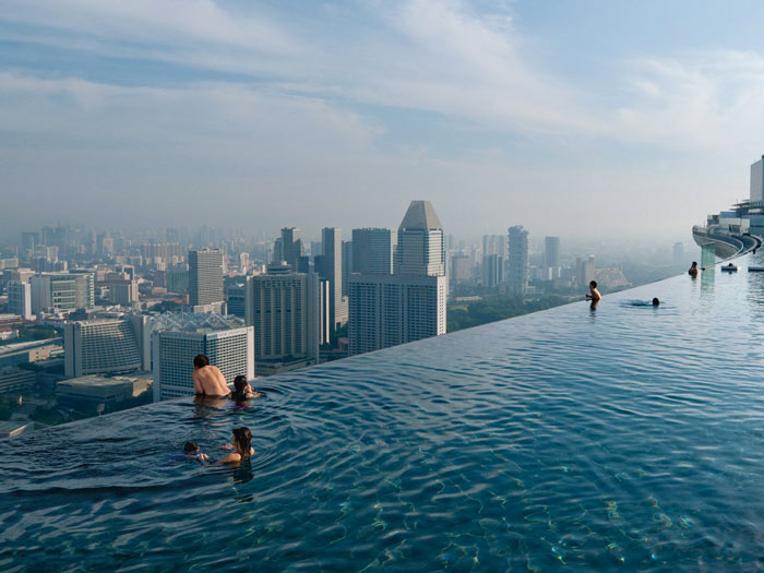 Rooftop infinity pool at Marina Bay Sands Hotel in Singapore