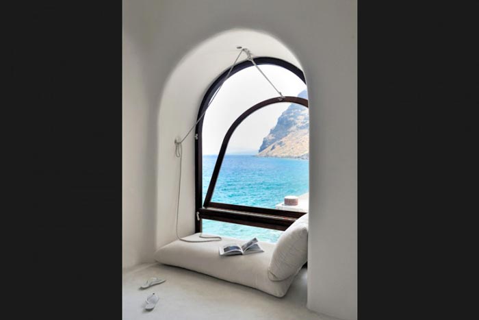 Window at Perivolas Hideaway in Thirassia, Santorini