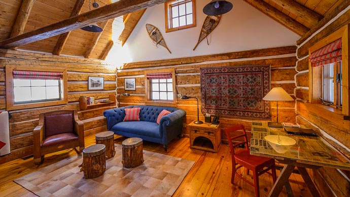 Interior decor of a lodge made of wood