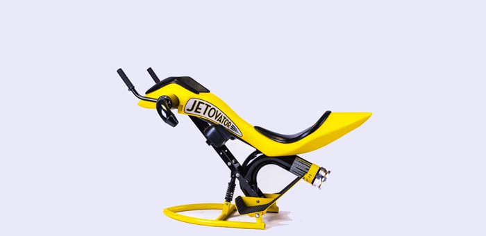 Yellow Jetovator Flying Water-Propelled Bike
