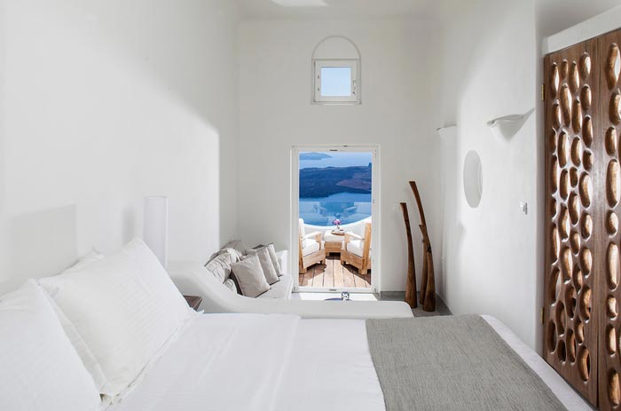 Interior design of a room at Native Eco Villa in Santorini Greece