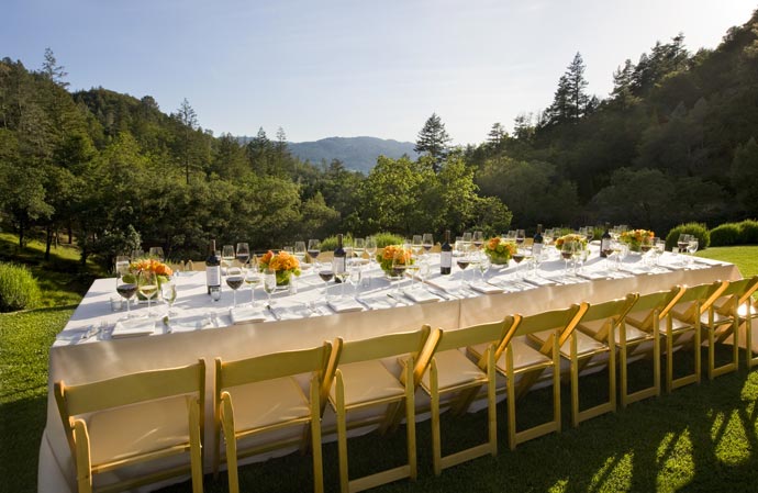 Outdoor dining table at Calistoga Ranch in Napa Valley