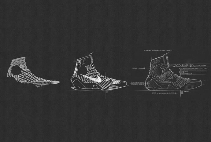 Drawings of the Nike Kobe 9 Elite Basketball Shoes