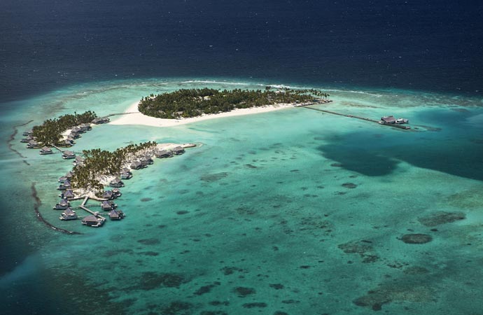 Aerial view of Cheval Blanc in the Maldives