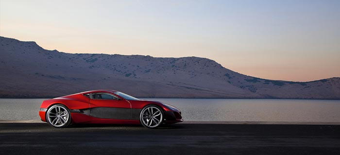 Side view of the Rimac Concept One Electric Supercar