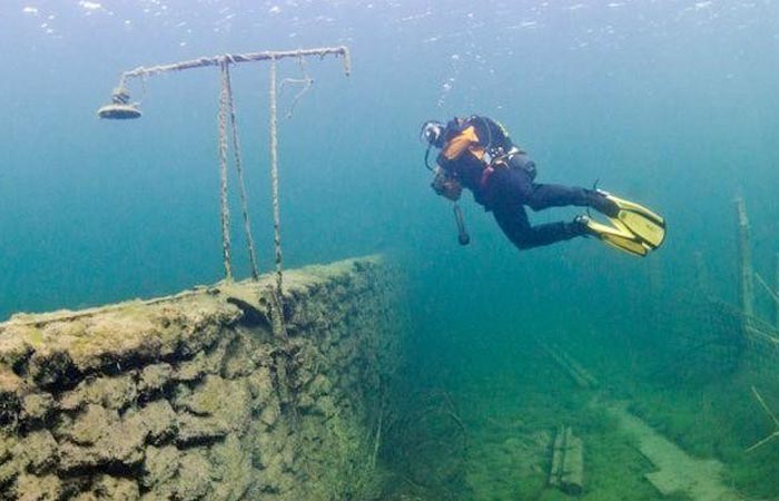 Scuba diving at Rummu underwater prison