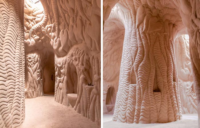 Carved sandstone caves