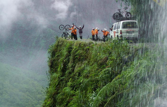 Mountain biking Death road in Bolivia