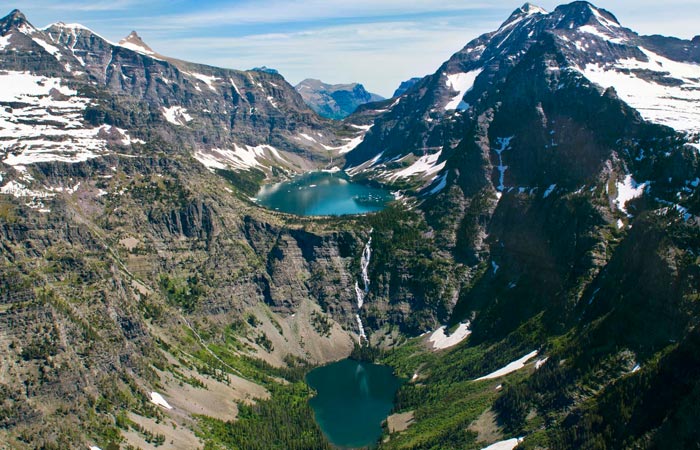 Glacier National Park Lake and waterfall