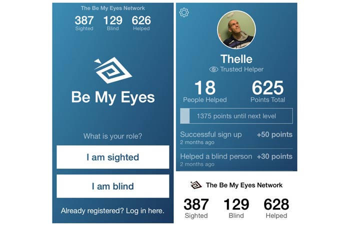 Be my Eyes app for the blind