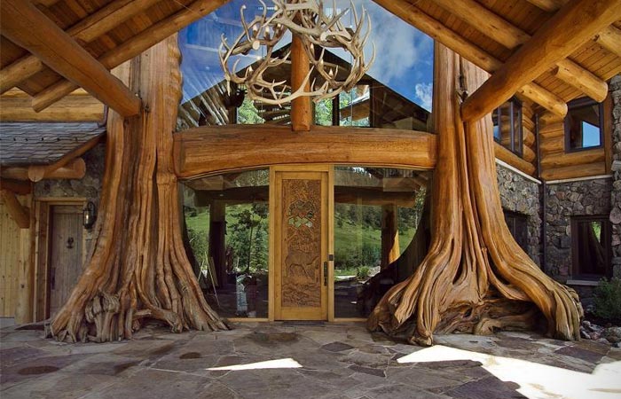 Entrance to a Log Cabin