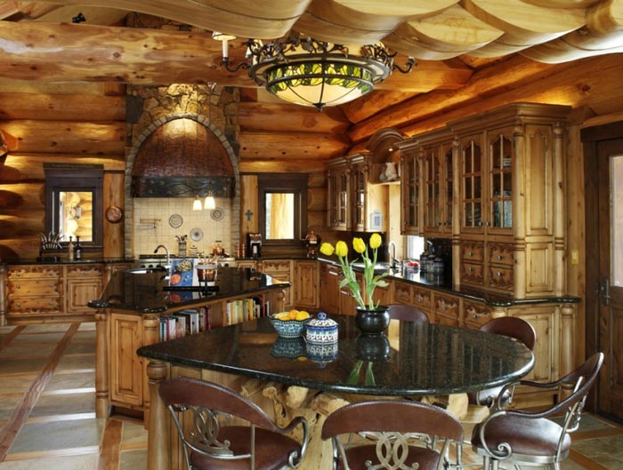 epic log home loveland cabins kitchen