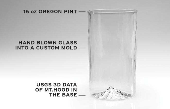 Specs of the North Drinkware 3D mountain pint glass