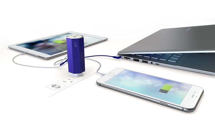 Zolt charger charging multiple gadgets with one plug