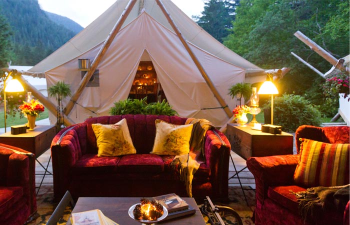 Tent style and decor at Clayoquot Wilderness Resort in Canada